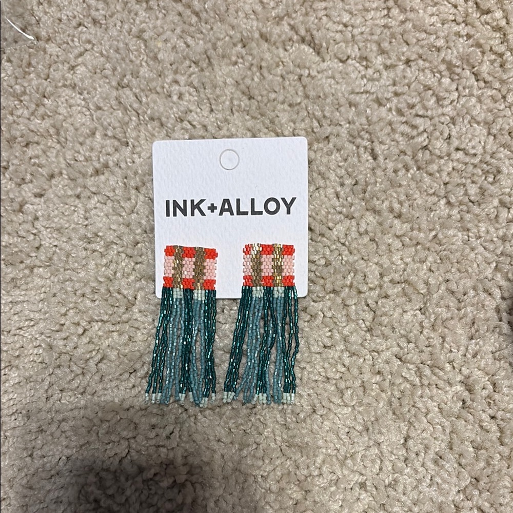 INK+ALLOY Teal and Orange Beaded Earrings